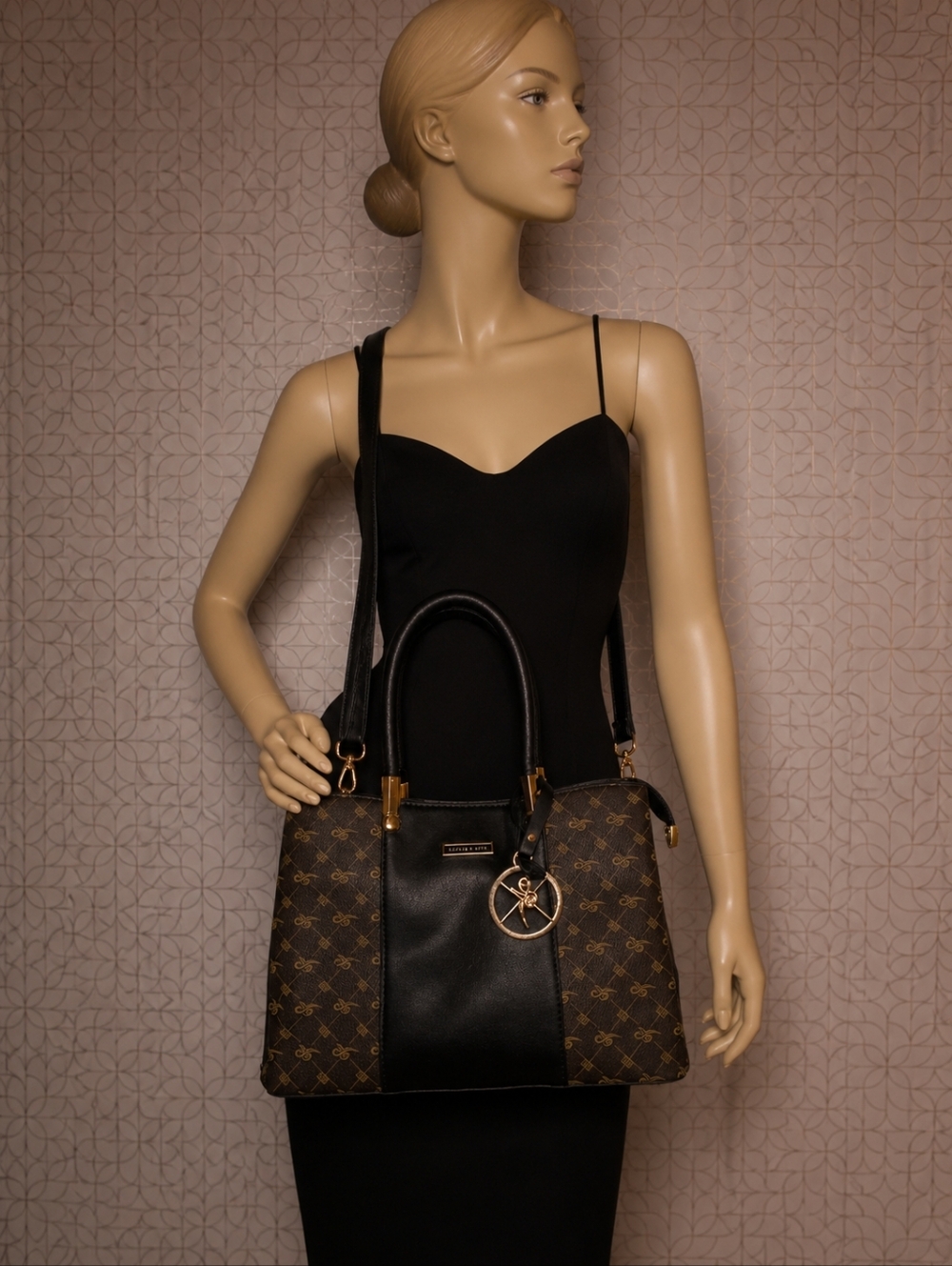 Classic Black & Brown Monogram Satchel Handbag